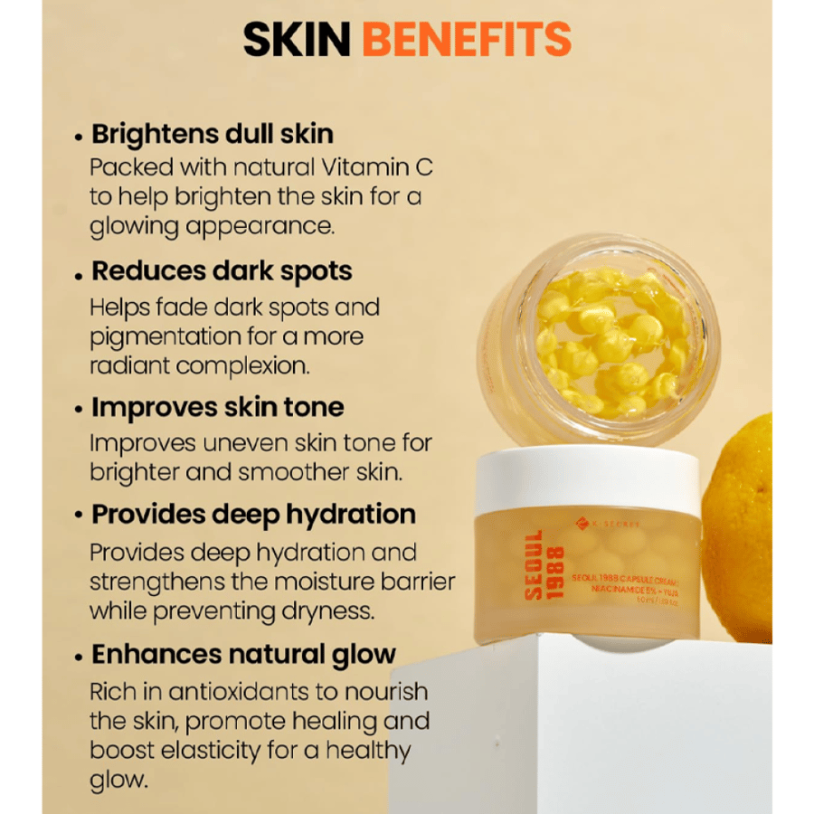 K-Secret Seoul Cream 1988 Capsules Niacinamide 5% + Yoga Moisturizer & Soothing - 50ml