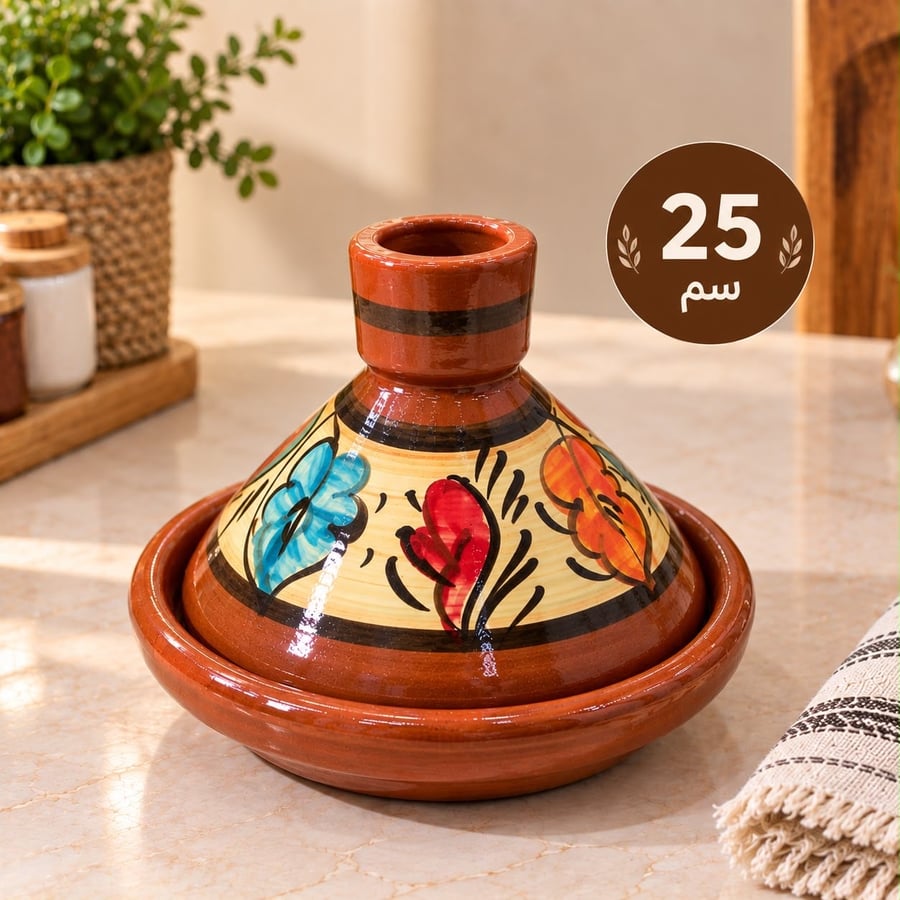 طاجين فخاري مزخرف-مقاس 25سم