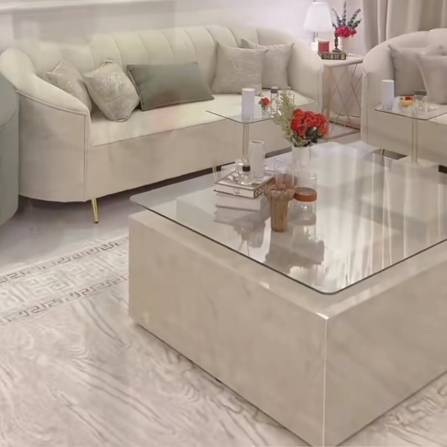 طاوله بديل الرخام مع 6 خدمه