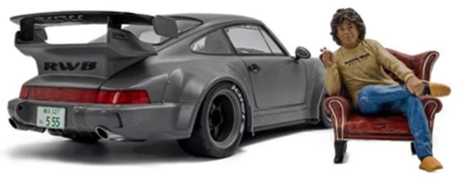 SOLIDO-Porsche 964 RWB 1:18th Nardo Grey Body Kit with Akira Nakai Figure