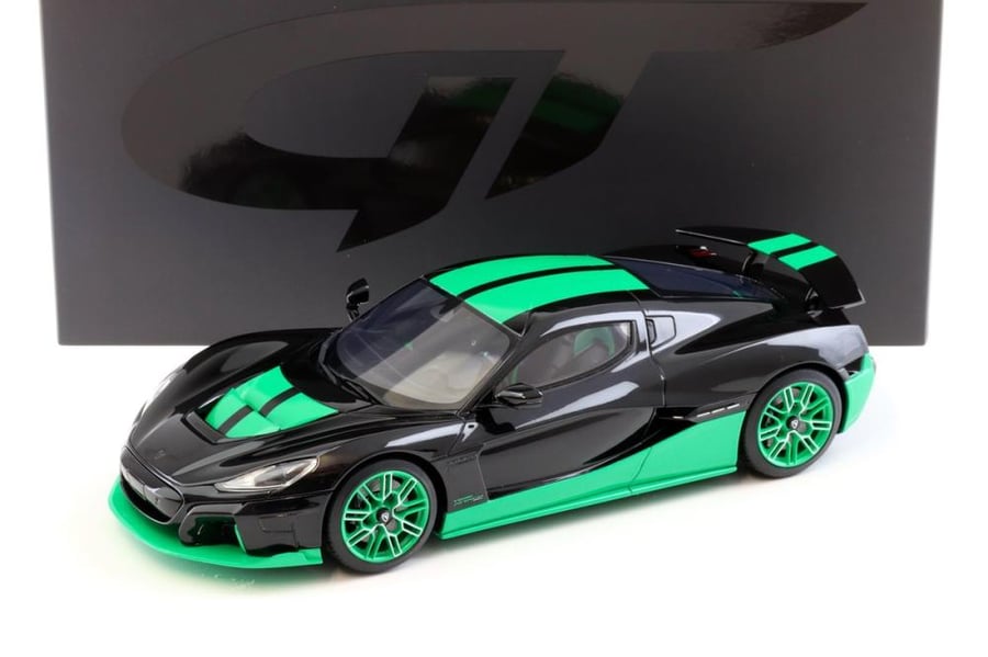 GT-SPIRIT - RIMAC - NEVERA RECORD 2023  Scale: 1/18   Manufacturer code: GT916   Colour: BLACK GREEN   Material: resin   Year: 2023   Notes: LIMITED EDITION