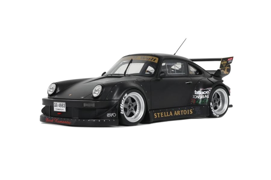 GT-SPIRIT - PORSCHE - 911 964 RWB STELLA ARTOIS COUPE 2010  Scale: 1/18   Manufacturer code: GT918   Colour: BLACK   Material: resin   Year: 2010   Notes: LIMITED 1900 ITEMS