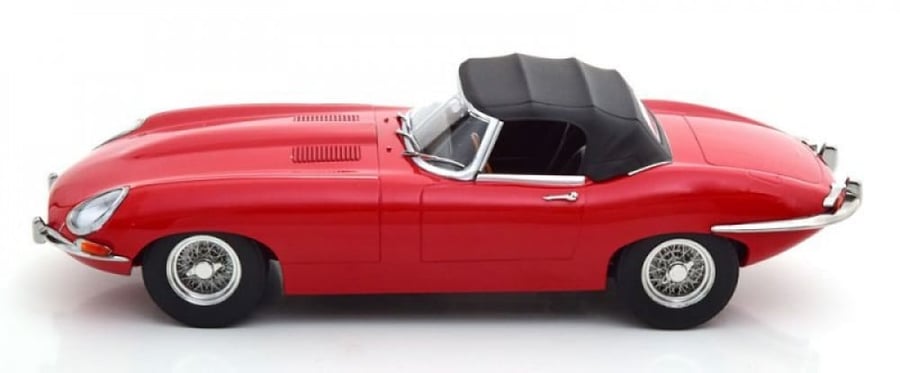 JAGUAR E-TYPE CABRIO SOFTTOP SERIES 1 1961 LHD RED KK-Scale, 1/18 scale, Code KKDC180484