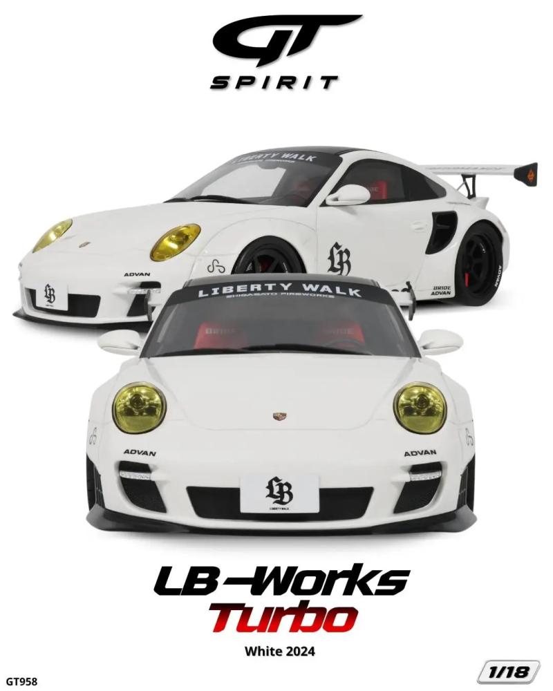 GT Spirit 1:18 Porsche 911 (997) LB-Works Porsche Turbo White 2024 (GT958) Limited Edition Resin Model