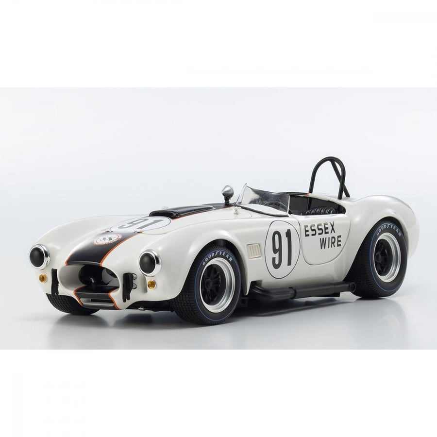 Kyosho K08047EW SHELBY COBRA 427S/C ESSEX WIRE - White/Dark Blue Nr. 91 - - 1:18 Scale Diecast Model Car