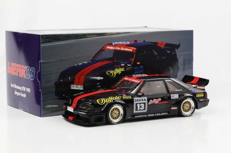 1/18 Black WERK83 W1802404 FORD USA MUSTANG 5.0 N 13 DTM SEASON 1993 JURGEN FEUCHT