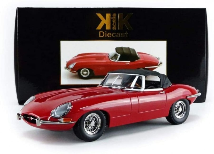 JAGUAR E-TYPE CABRIO SOFTTOP SERIES 1 1961 LHD RED KK-Scale, 1/18 scale, Code KKDC180484