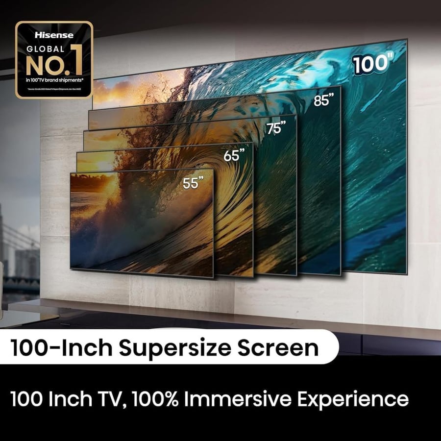 شاشة هايسنس 100 بوصة 4K سمارت 144Hz | 100E72N – تجربة سينمائية بحجم استثنائي