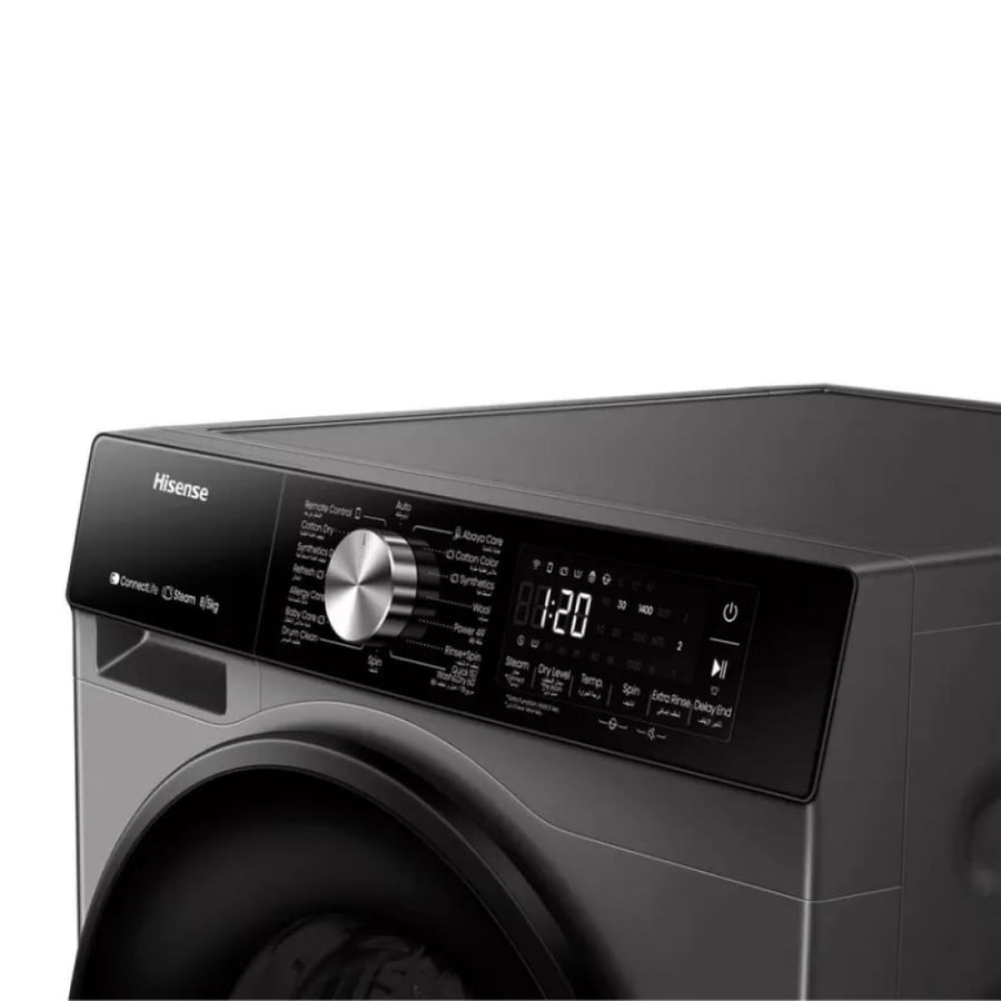 Front washing machine and dryer Hisense 8/5 kg – Wi-Fi – Inverter – Titanium color – Model Hisense WD3S8043BT6
