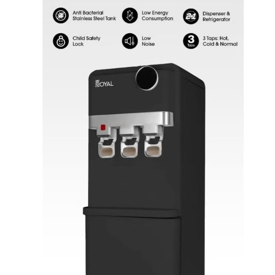 موزع مياه رويال 690 واط حار وبارد – تصميم أنيق – أبيض – موديل RA-WD300-WR