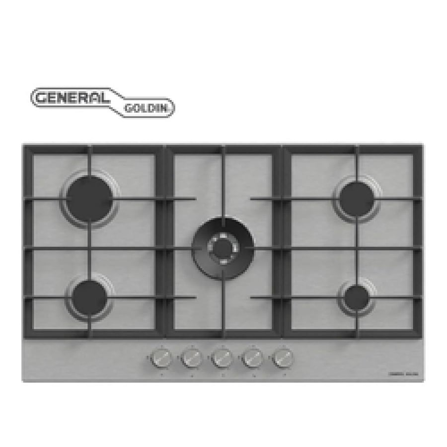 سطح غاز بلت إن General Golden 90 سم — 5 عيون ستيل مفاتيح أمامية شبك ثقيل GGBH9605-EL009