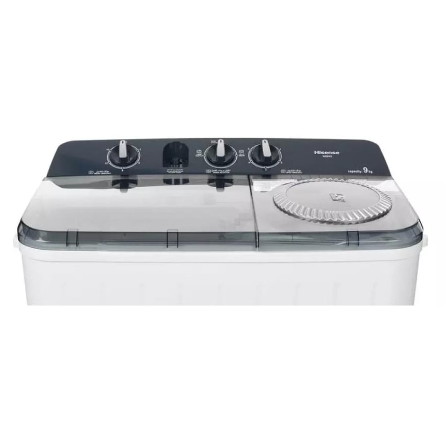 Hisense two-basin semi-automatic washing machine 9 kg – strong agitation – quiet operation – white – model WSG90