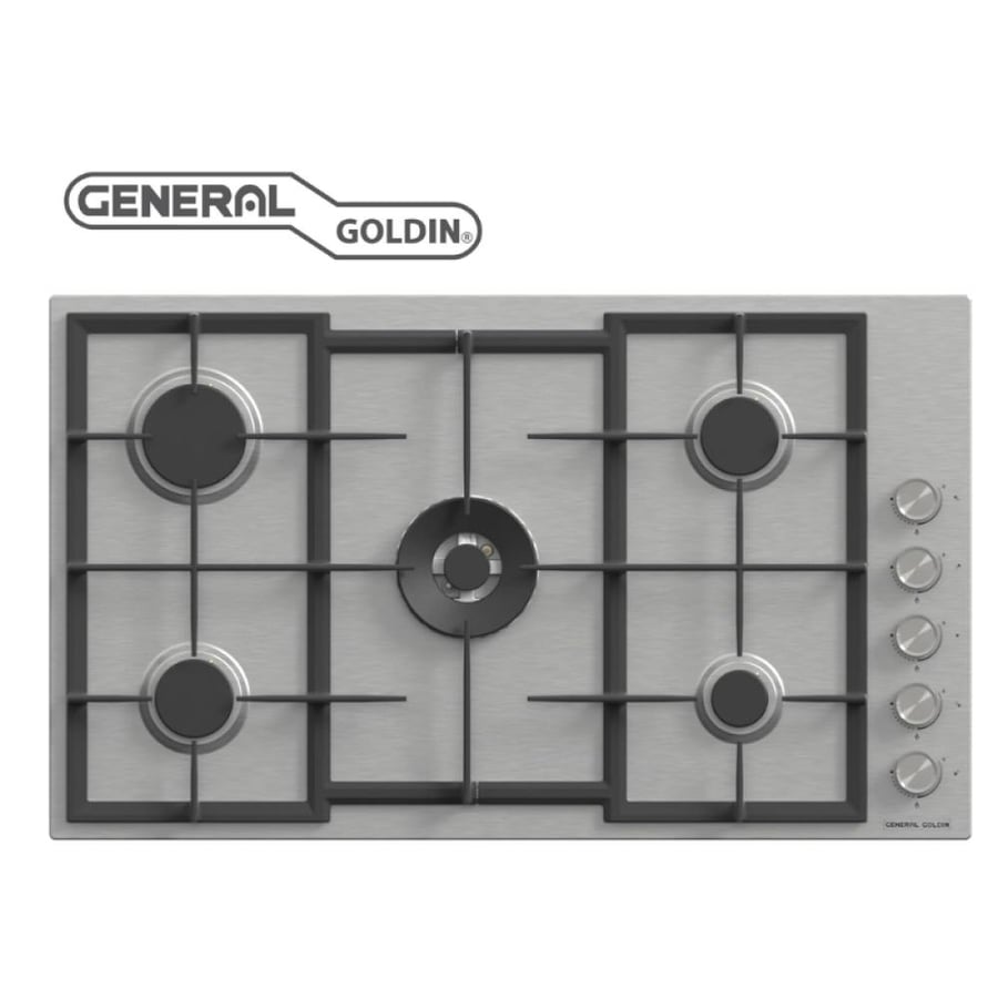 سطح غاز جنرال جولدن 90 سم 5 شعلات سيراميك أسود عيون إيطالي GGBH9605-BL227