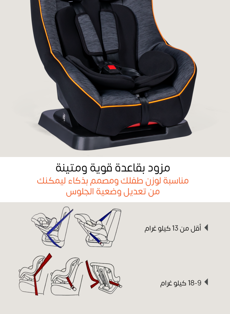 كرسي سيارة للأطفال من حديثي الولادة حتى 6 سنوات بتصميم مريح وحماية عالية أثناء السفر