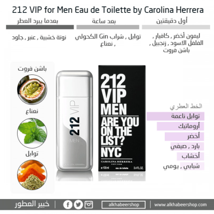 عطر كارولينا هيريرا 212 VIP الرجالي او دو تواليت 100مل  أصلي 100%
