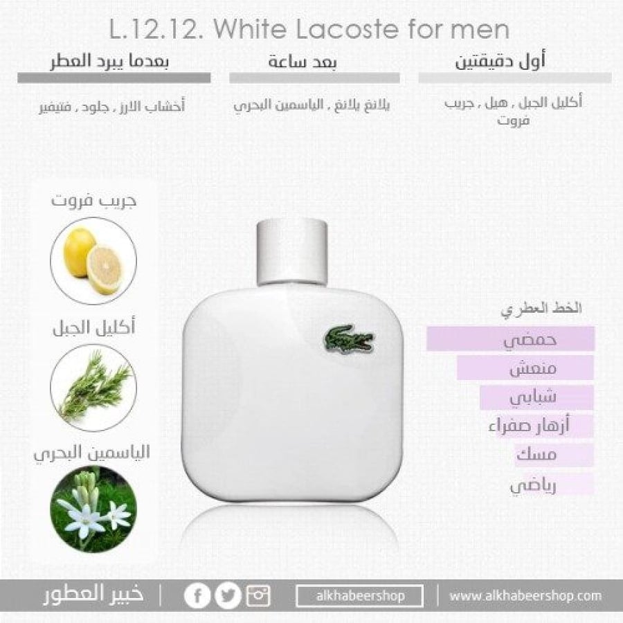 Lacoste White men's perfume or Eau de Toilette 175ml original 100%