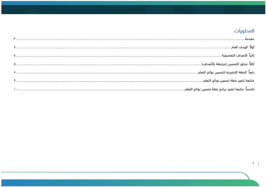 خطة تحسين نواتج التعلم - ابتدائي