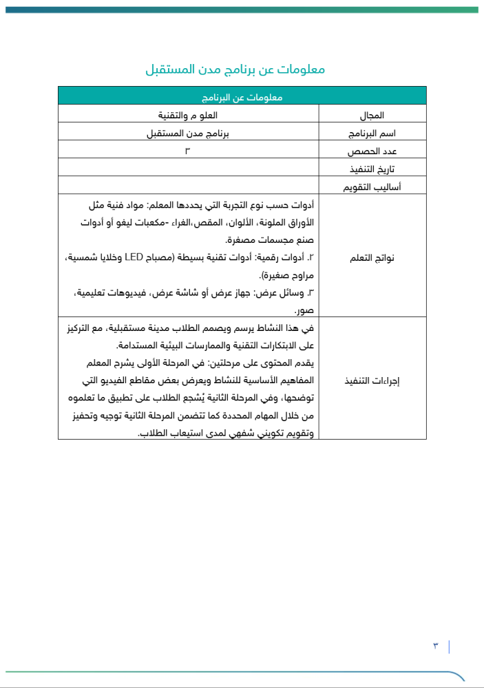 ‏‏‏‏برنامج مدن المستقبل  | طفولة مبكرة
