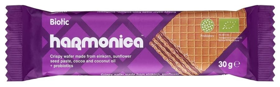 هارمونيكا بسكويت ويفر مع قمح والبروبيوتك ٣٠غ | Harmonica Organic Einkorn Wafer with Probiotics 30g