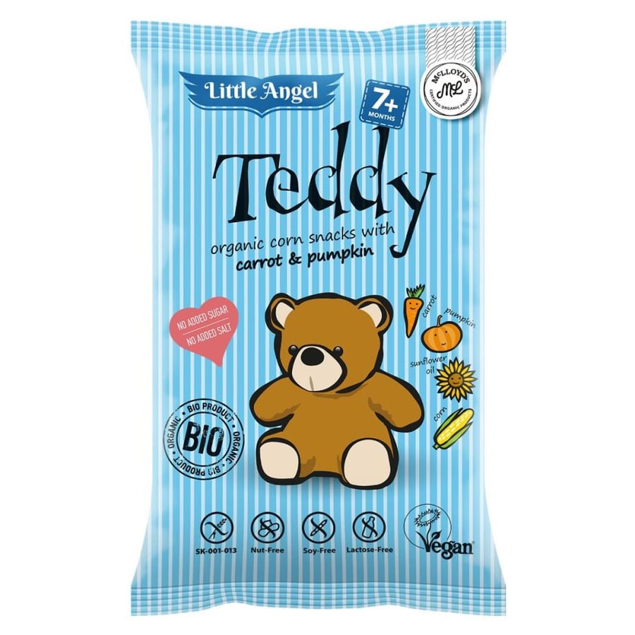 تيدي سناك الذرة بالجزر والقرع عضوي ٣٠غ | Teddy Organic Corn Snack Carrot & Pumpkin 30g