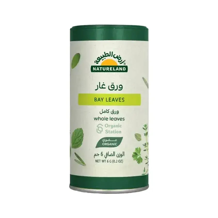 ارض الطبيعة ورق قار كامل 6جم  عضوي | Natureland Organic Bay Leaves Tin 6g