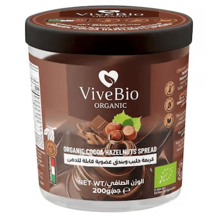فيفي بايو كريمة  بندق وكاكاو  عضوي 200غ | ViveBio Organic Cacao & Hazelnut Spread 200g