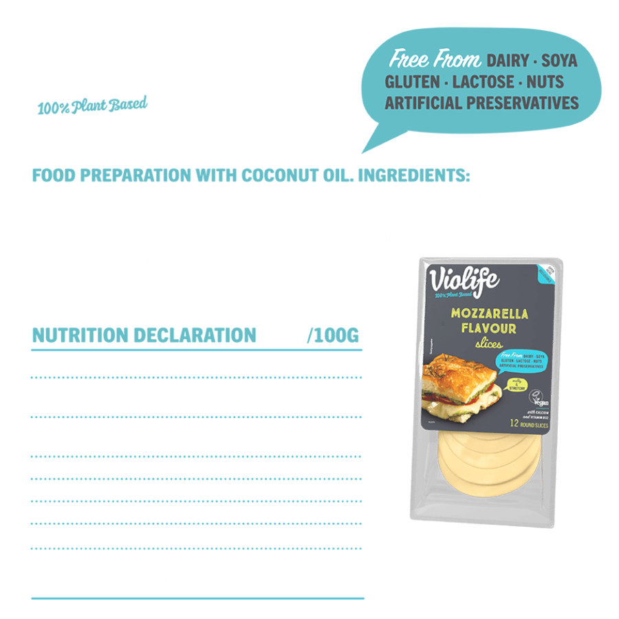 فيولايف شرائح جبنه نباتية بطعم الموزاريلا ١٤٠غ | Violife Slices Mozzarella Flavour 140g