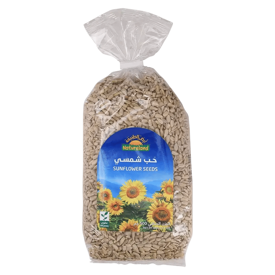 ارض الطبيعة بذور زهرة دوار الشمس المقشر ٥٠٠مل عضوي | Natureland Hulled Organic Sunflower Seeds 500g