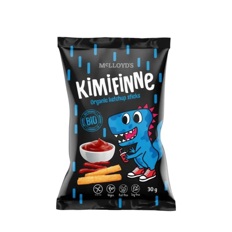 ماكلويدز اصابع الذرة العضوية بالكاتشب خالي من الغلوتين 30غ | Mclloyd's Kimifinne Organic Ketchup sticks 30g