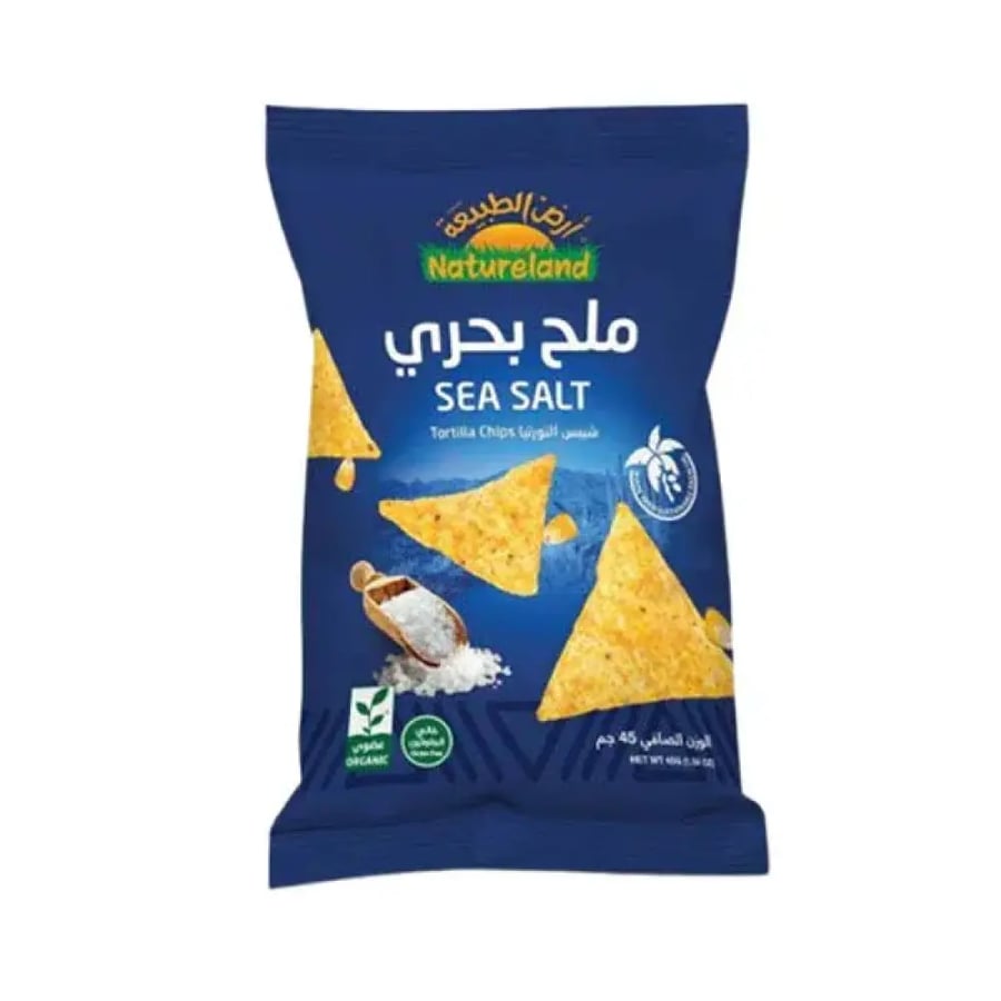 ارض الطبيعة شيبس التورتيا - ملح بحري 45جم عضوي | Natureland Organic Natureland Tortilla Chips - Sea Salt 45g