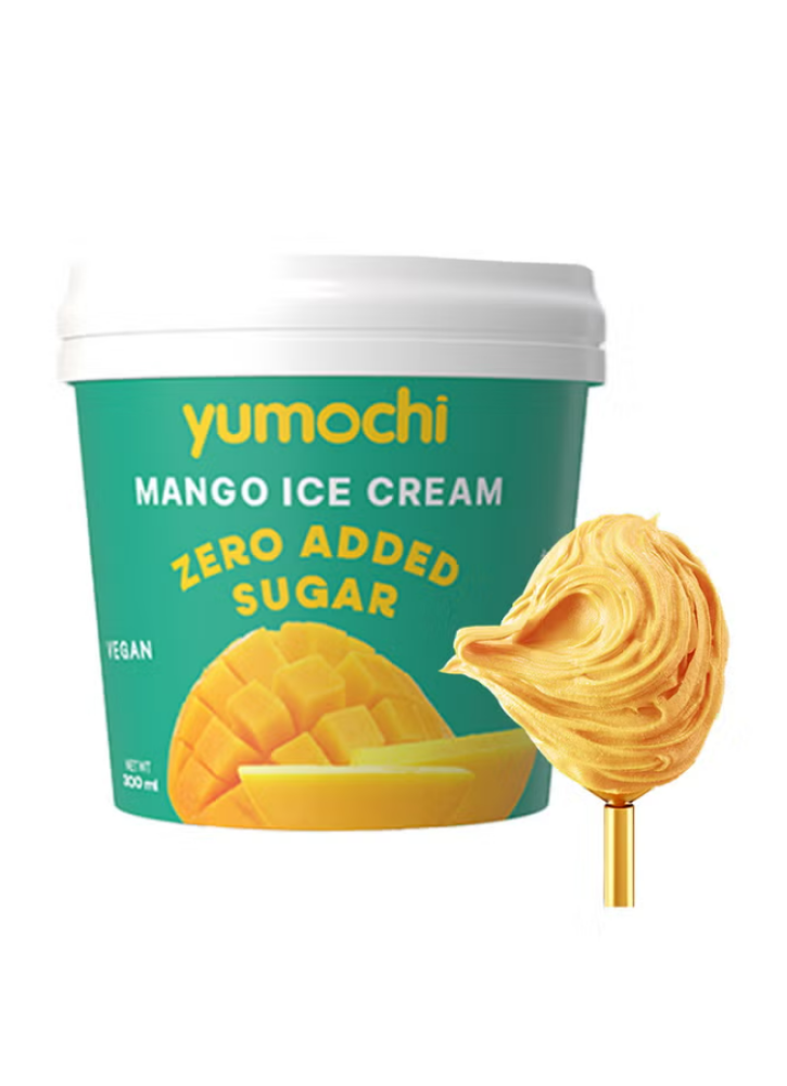 يوموشي ايس كريم  النباتي بنكهة فاكهة المانجو، خالي من السكر المضاف، 300 مل | Yumochi Vegan Ice Cream Mango Zero Added Sugar 300ml