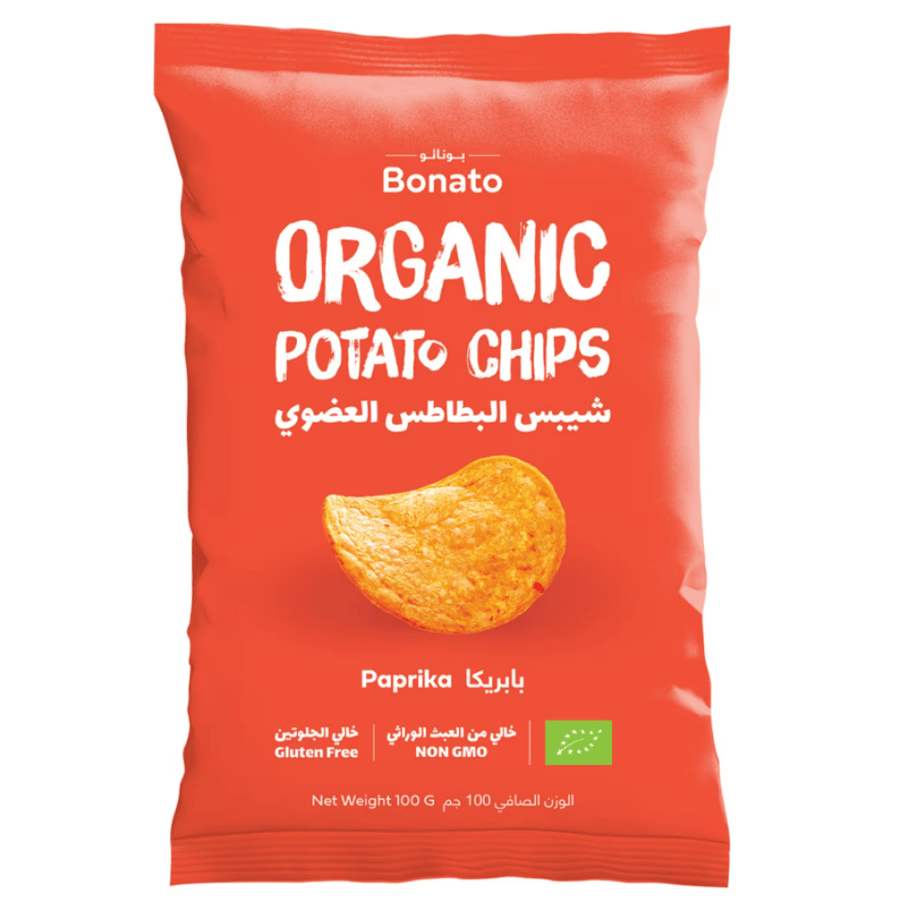 بوناتو شيبس البطاطس العضوي - بابريكا ١٠٠جم | Bonato Organic Potato Chips - Paprika 100g