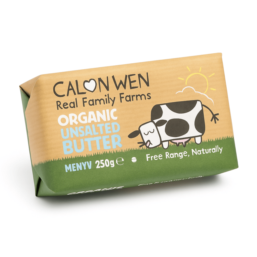 زبدة حليب بقري عضوية غير مملحة ٢٥٠غ | Calon Wen Unsalted Organic Butter 250g