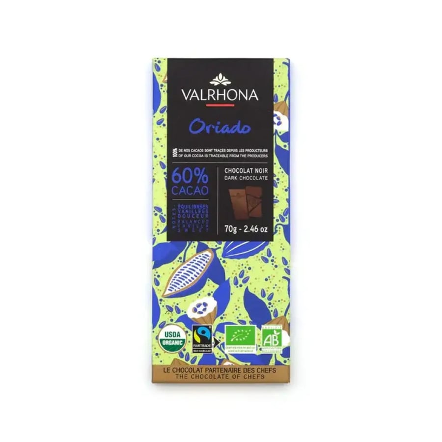 فالرونا أوريادو لوح شوكولاتة  العضوية الداكنة بنسبة 60% - 70 غ | Valrhona Oriado Organic 60% Dark Chocolate Bar - 70g