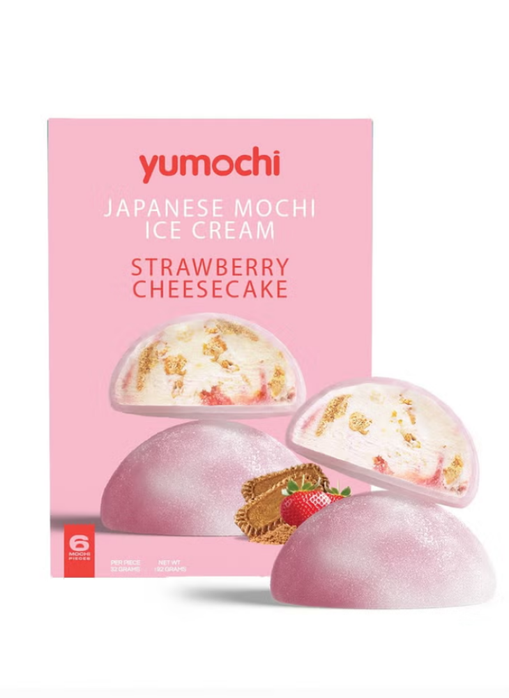 يوموتشي آيس كريم  كيك  الجبنة بالفراولة مع عجينة أرز موتشي 192 غرام | Yumochi Strawberry Cheesecake Mochi Ice Cream 192g