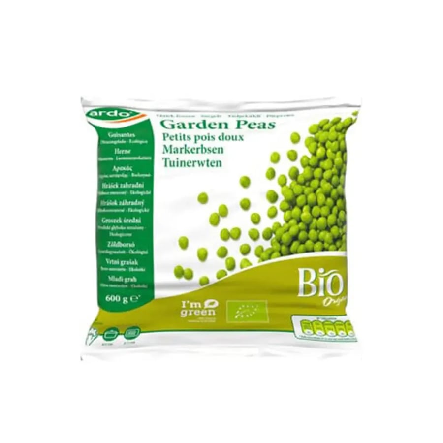 Frozen organic green peas 600g