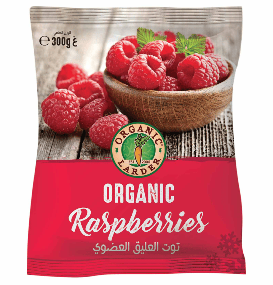 أورجانيك لاردر توت العليق  العضوي  مجمد ٣٠٠غ | Organic Larder Organic Frozen Raspberries 300g