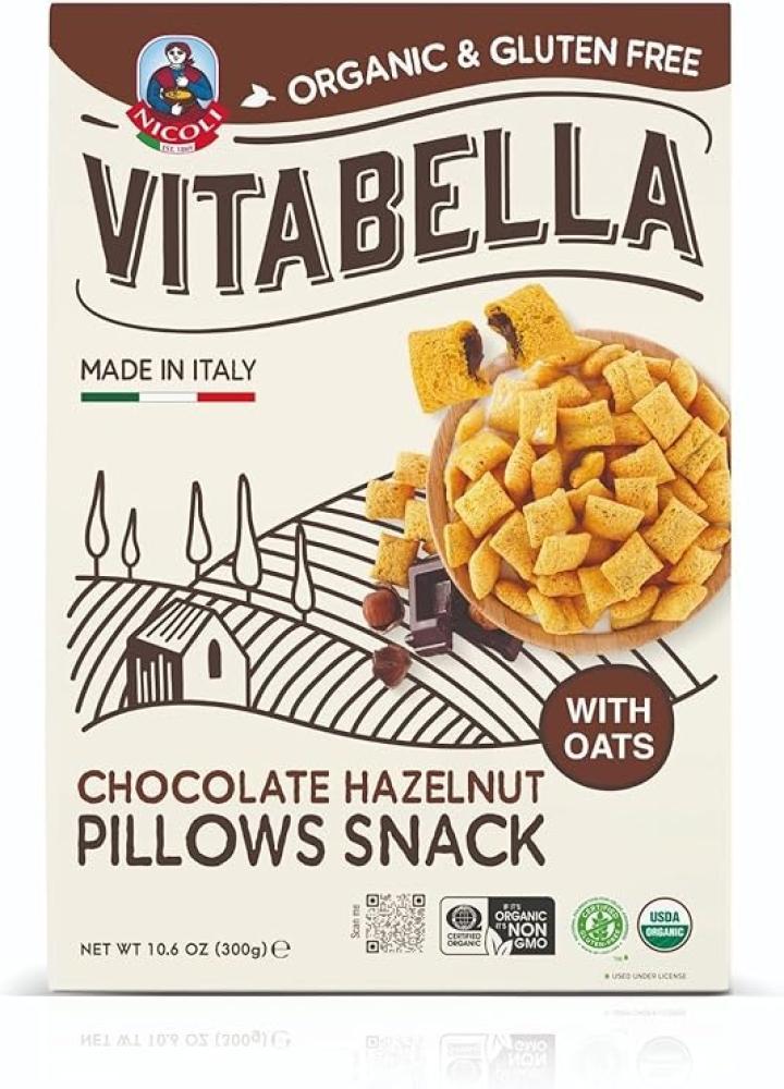فيتابيلا كورن فليكس شوكولاتة بالبندق عضوي خالي من الجلوتين 300 غ | Vitabella Organic Chocolate Hazelnut Pillows Cereal GF 300g