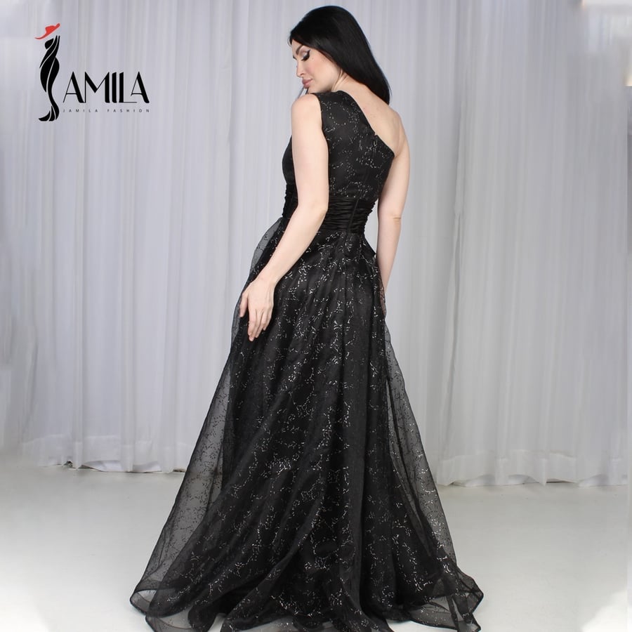 فستان سهرة الأسود الشيفون