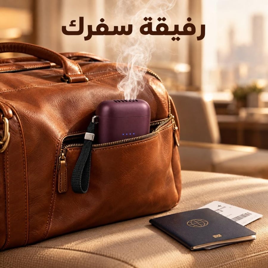 مبخرة الجيب برغندي في حقيبة السفر