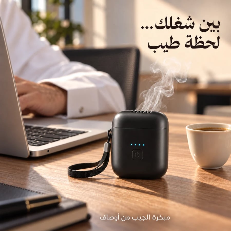 مبخرة الجيب من أوصاف | أصغر مبخرة تمشي معك — بحجم الكف، شحن USB