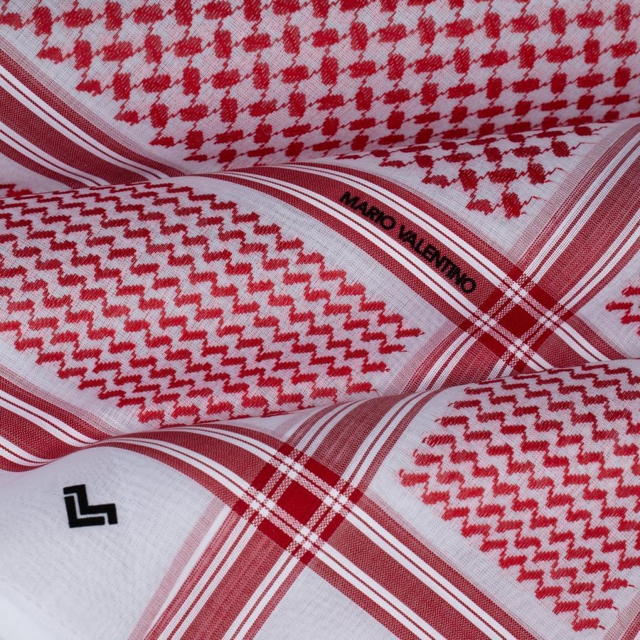 2 أشمغة / شماغ ماريو فالنتينو الاحمر SVBR16 الإيطالي + شماغ ماريو فالنتينو الأبيض  SVBW15 ايطالي