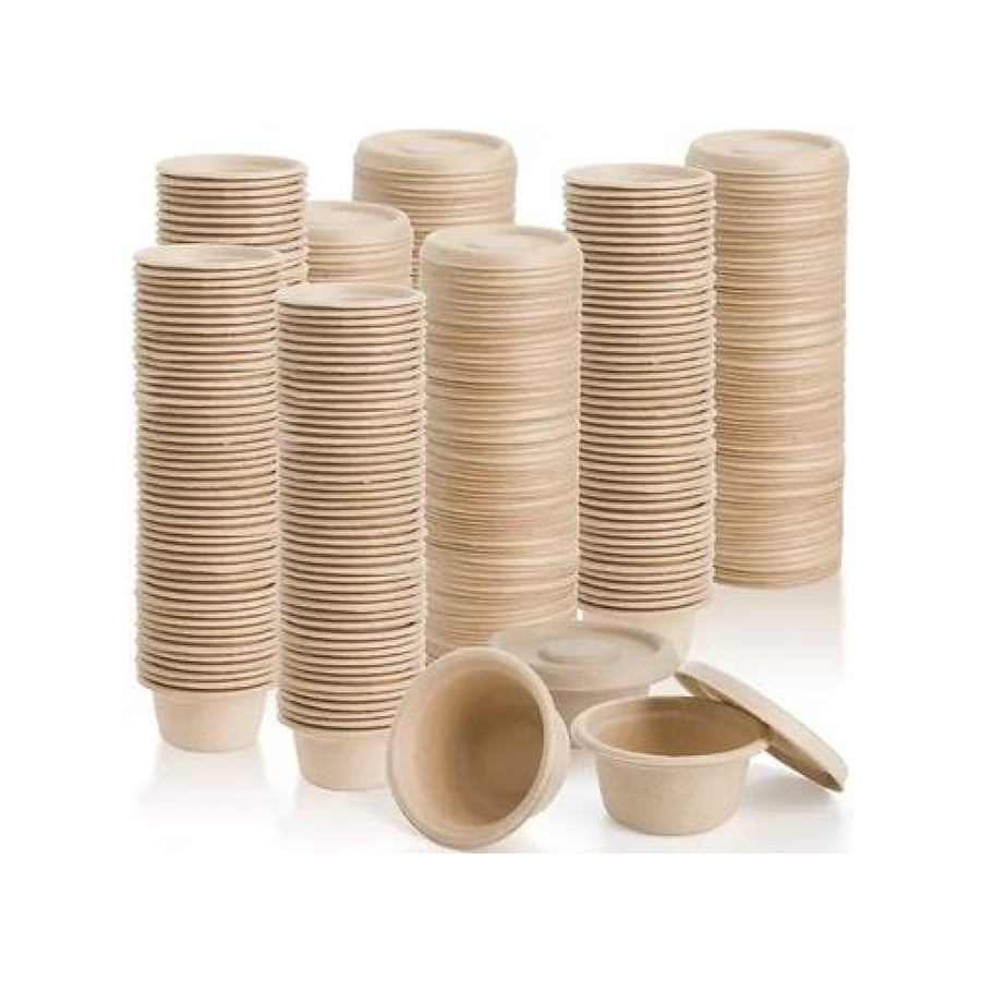 Sugarcane Sauce Round Healthy Food Container with Clear Lid 4 oz (100 Count)