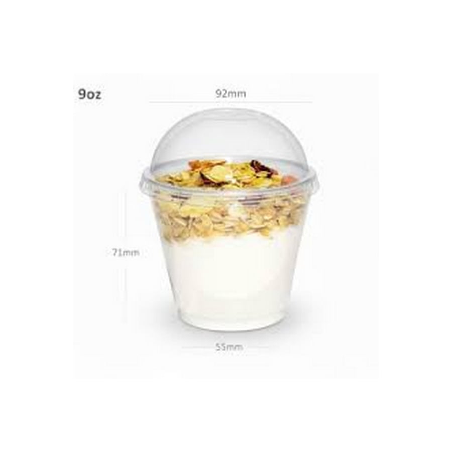 Clear plastic ice cream cups with dome lids, 9 oz, 50 pieces