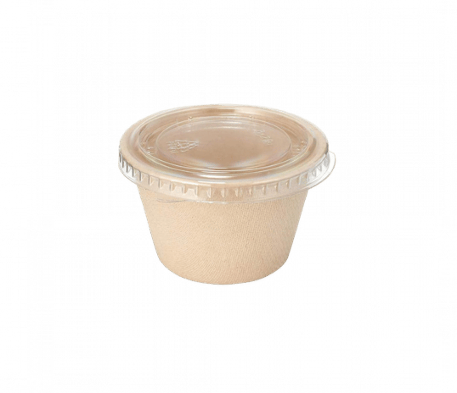 Sugarcane Sauce Round Healthy Food Container with Clear Lid 4 oz (100 Count)