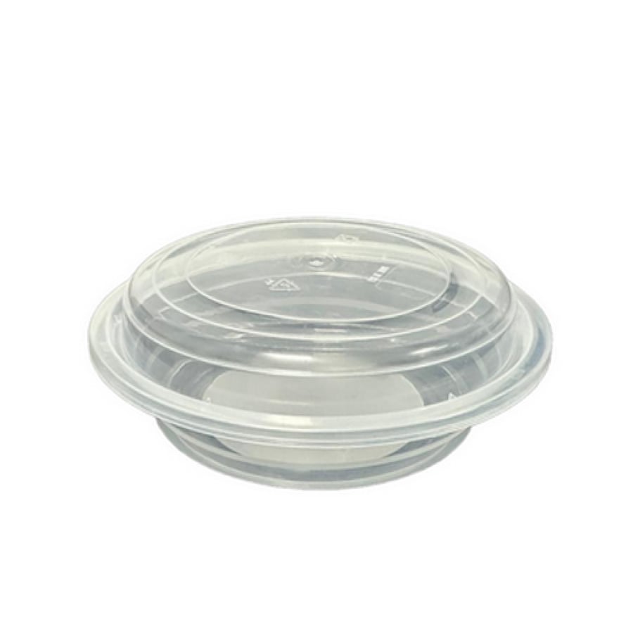 Round thermoplastic containers for microwave and refrigerator, double thickness, transparent color, multiple sizes (50 packs)