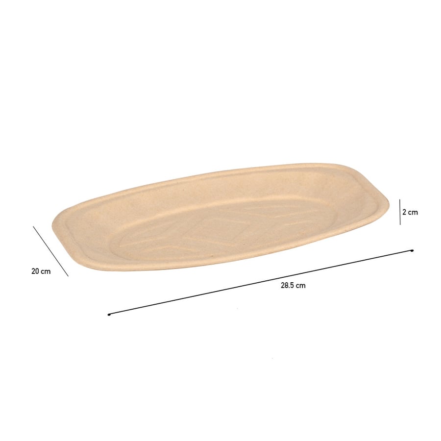 Small Beige Sugar Cane Oval Tray (10 Pieces)
