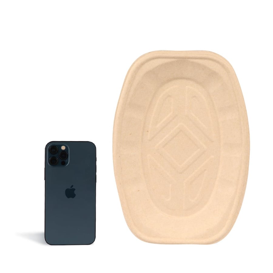 Small Beige Sugar Cane Oval Tray (10 Pieces)