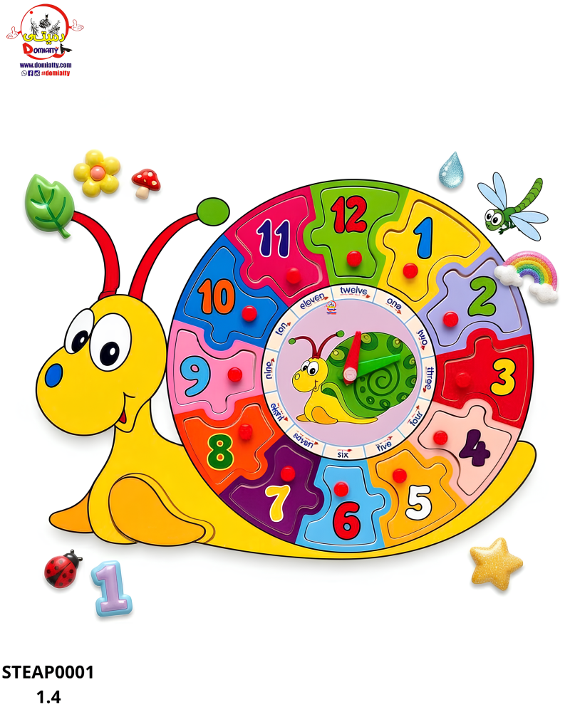 بازل ساعة الحلزون الخشبية( ارقام انجليزية )