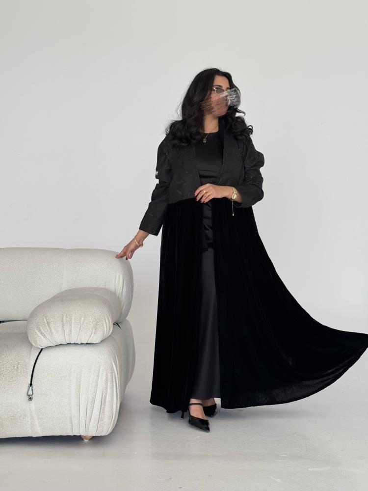 Velvet and embroidered fabric